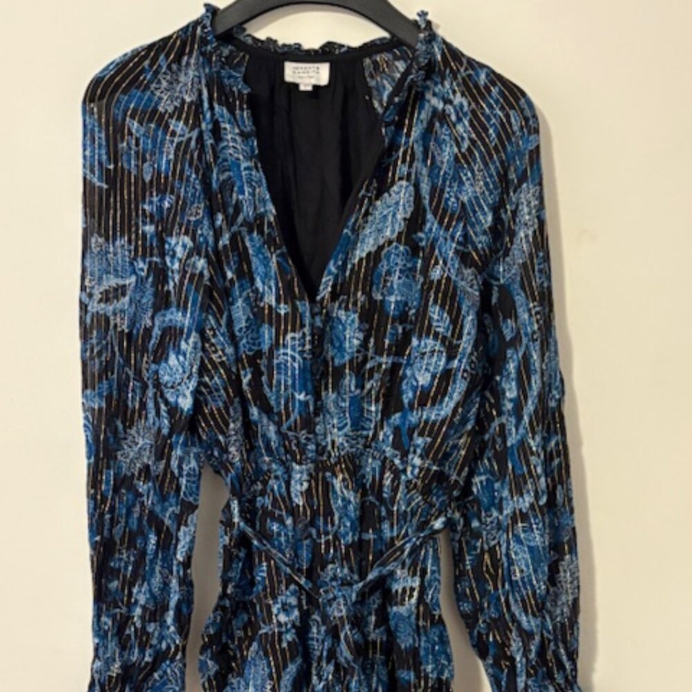 Hemant & Nandita Blue Floral Romper | Long Sleeve | Size L